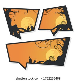 Halloween Set Banner with Horror Element for Greeting Quotes and Other
