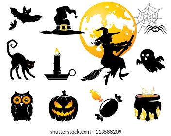 Halloween set, black /orange figures for decoration