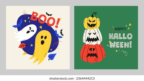Halloween-Kartensatz. Vektorvorlage für den Urlaub.