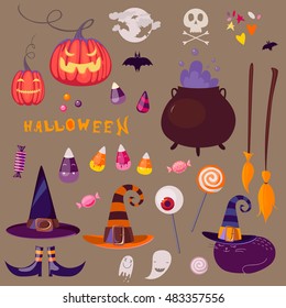 Halloween set in cartoon style