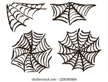 Halloween. Set cobwebs. Vector illustration. Collection of festive elements. Autumn holidays. Fun, children