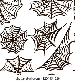 Halloween. Set cobwebs. Vector Seamless Pattern. Collection of festive elements. Autumn holidays. Fun