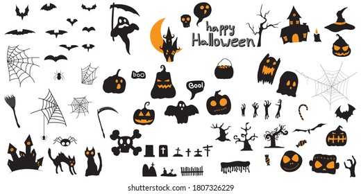 Halloween set Collection Carnival Background, concept design Party, Celebration Vector illustration.