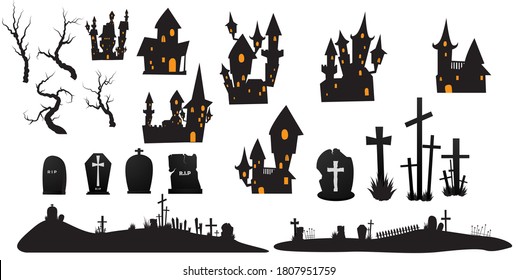 Halloween set Collection Carnival Background, concept design Party, Celebration Vector illustration.