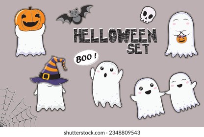 halloween pone adorables fantasmas de dibujos animados