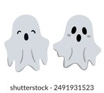 Halloween set cute ghosts. Smiling ghost. Characters for halloween in cartoon style. 