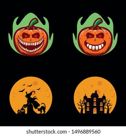 halloween set design vector template