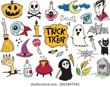 Halloween set of different stickers. Happy Halloween.