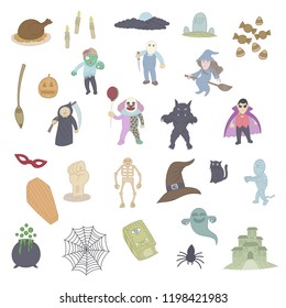 Halloween set doodle, drawing, cartoon