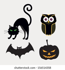 Halloween set of element. Vector illustration