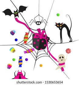 Halloween set of elements. Holiday card.