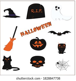Halloween set of elements, objects, icons