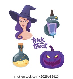 Halloween set. Flat vector, clipart illustration isolated on white background.