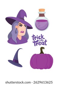 Halloween set. Flat vector, clipart illustration isolated on white background.