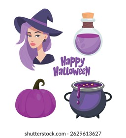 Halloween set. Flat vector, clipart illustration isolated on white background.