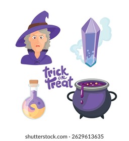 Halloween set. Flat vector, clipart illustration isolated on white background.