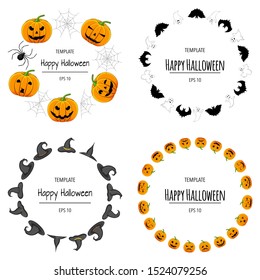 Halloween set of frames for your text with traditional attributes. Cartoon style. Vector illustration