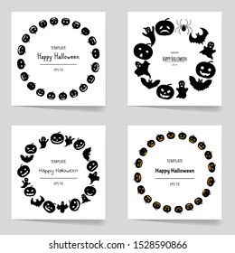 Halloween set of frames for your text with traditional attributes. Cartoon style. Vector illustration
