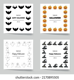 Halloween set of frames for your text with traditional attributes. Cartoon style. Vector illustration