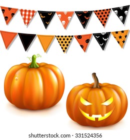 Halloween Set With Gradient Mesh, Vector Illustration