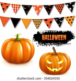 Halloween Set With Gradient Mesh, Vector Illustration