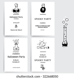 Halloween set of hand drawn flyers with place for text