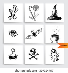 Halloween set of hand drawn icons