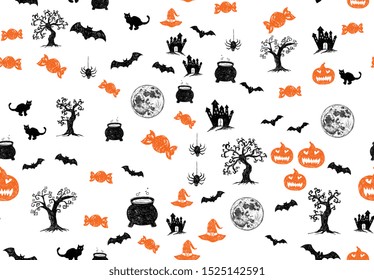 Halloween set. Hand drawn illustrations. 