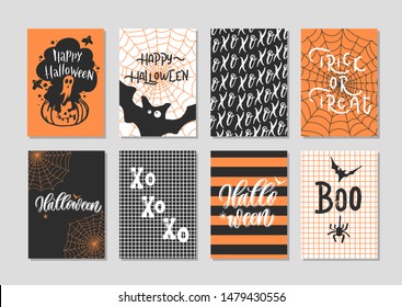 Halloween set  -  hand lettering card.