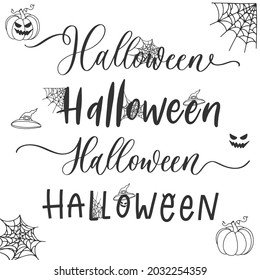 Halloween set hand lettering text banner vector