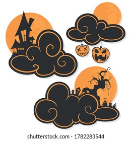 Halloween Set with Horror Element at the Cloud