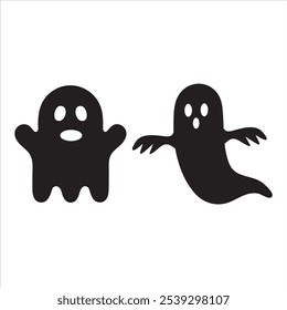 Halloween. set of icons for ghosts. collection of animal ghosts and other frightful and humorous ghosts. Magic symbols for celebrations, gatherings, templates, and décor. solitary silhouette. The vect