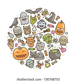 Halloween, set of icons. Holiday symbol. Cartoon vector illustration