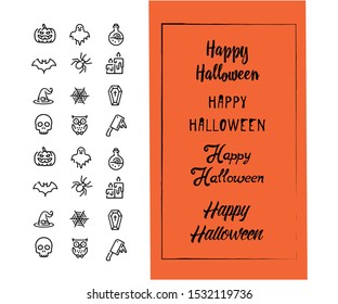 Halloween set icons for web, decor, background. 