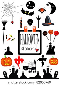 Halloween, set icons,vector.