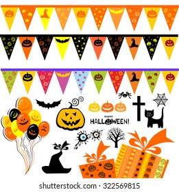Halloween set isolated on White background. Vector illustration