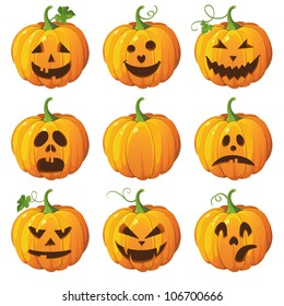 Halloween set isolated pumpkins  Vector illustration