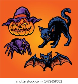 halloween set mascot vector arts