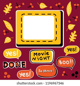 halloween set movie night on burgundy red