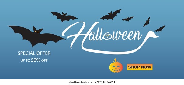 "Halloween" set on textured background. Template for party banner, design, print, poster, sale poster background. Happy Halloween lettering typography poster. calligraphy of "halloween".