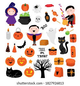 
halloween set on the white background