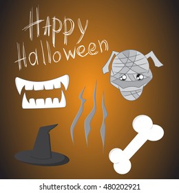 Halloween set for party. Flat icons.