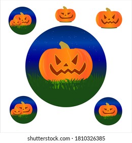 Halloween set pumpkins vector happy background