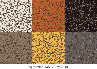 Halloween set of seamless patterns with blackthorn for halloween design. Wallpapers or backgrounds with plants or autumn branches for october party banner, poster or postcard