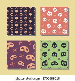 Halloween set seamless skull backgrounds	
