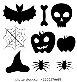 Halloween-Satz von Silhouetten auf Schwarz