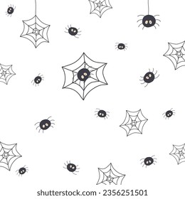 Halloween set with spiders and cobwebs on white background. vector illustration. party decorations, invitations, poster.