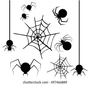 Halloween Set Spiders Spider Webs Flying Stock Vector (Royalty Free ...