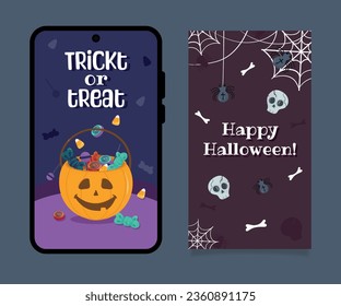 Halloween. Set of templates for social networks. Banner, postcard, etc. Vector illustration