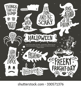 Halloween set. Typography poster. Calligraphy lettering vector illustration.